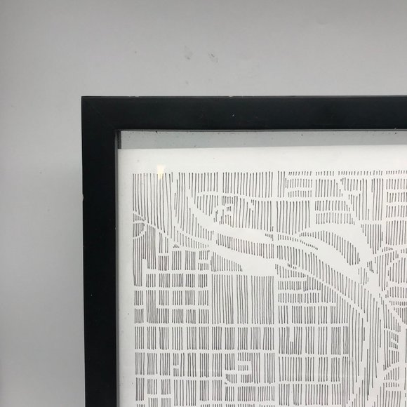 Printed Line Map of Des Moines Iowa, Unique Original Framed Artwork Ink Drawing - Picture 6 of 6